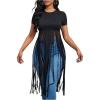 image:imageSOLY HUX Womens Short Sleeve Fringe Tops Crew Neck Slim Fit Tee Going Out Summer T ShirtPure Black