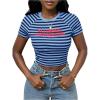 image:imageSOLY HUX Womens Striped Graphic Cropped T Shirts Y2k Short Sleeve Fitted Tee TopsBlue Letter