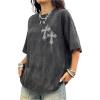 image:imageSOLY HUX Womens Y2k Gothic Rhinestone T Shirt Graphic Tees Half Sleeve Oversized Vintage Streetwear Summer TopsGrey Cross