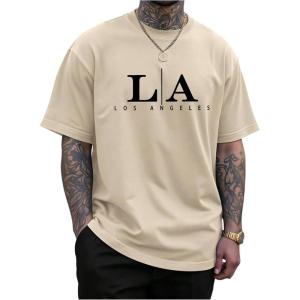 image:imageSOLY HUX Mens Graphic Tees Letter Print Los Angeles Short Sleeve Vintage T Shirt Casual Summer TopsKhaki Letter