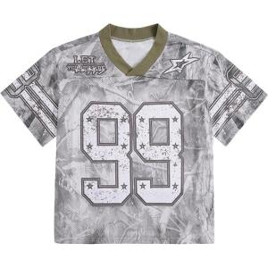 image:imageSOLY HUX Mens Jersey Y2k Baggy Shirts Graphic Tees Oversized V Neck Tshirts Summer TopsGrey Graphic