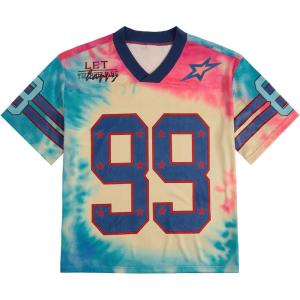 image:imageSOLY HUX Mens Jersey Y2k Baggy Shirts Graphic Tees Oversized V Neck Tshirts Summer TopsTie Dye Pinkish Blue