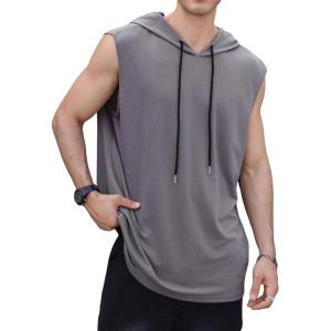 image:imageSOLY HUX Mens Plus Size Sleeveless Hoodies Workout Gym Hooded Tank Tops Muscle Shirts Bodybuilding Cut Off T ShirtPlain Dark Grey