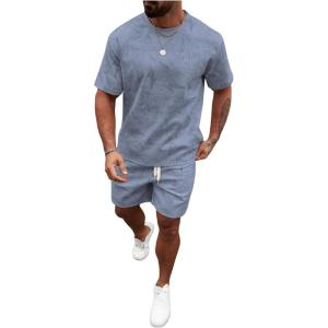 image:imageSOLY HUX Mens Short Sets Short Sleeve Outfit Summer Tracksuit T Shirt and Shorts Sports ClothesPlain Blue