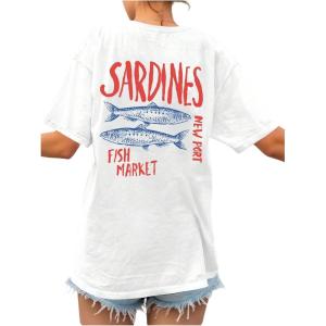 image:imageSOLY HUX Womens Oversized Graphic Tees Drop Shoulder Half Sleeve Loose Casual T Shirt TopsWhite Letter Graphic