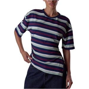 image:imageSOLY HUX Womens Striped T Shirt Short Sleeve Split Asymmetrical Hem Tee Casual Summer TopsBlue Striped