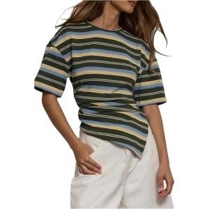 image:imageSOLY HUX Womens Striped T Shirt Short Sleeve Split Asymmetrical Hem Tee Casual Summer TopsMulticolor Striped
