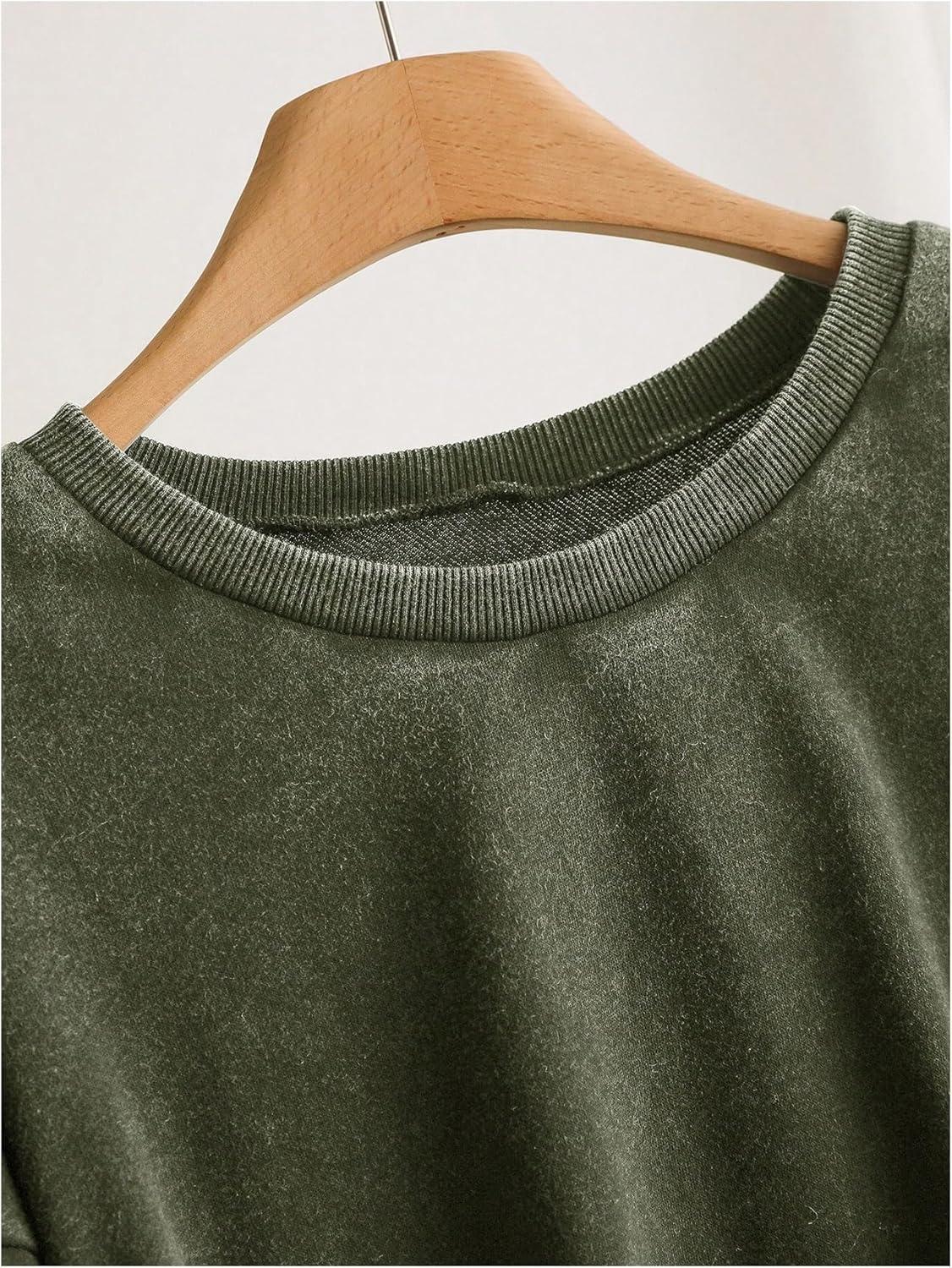 image:imageSOLY HUX Womens Plus Size Acid Wash Sweatshirt Graphic Embroidered Vintage Long Sleeve Pullover Tops Casual StreetwearArmy Green Floral