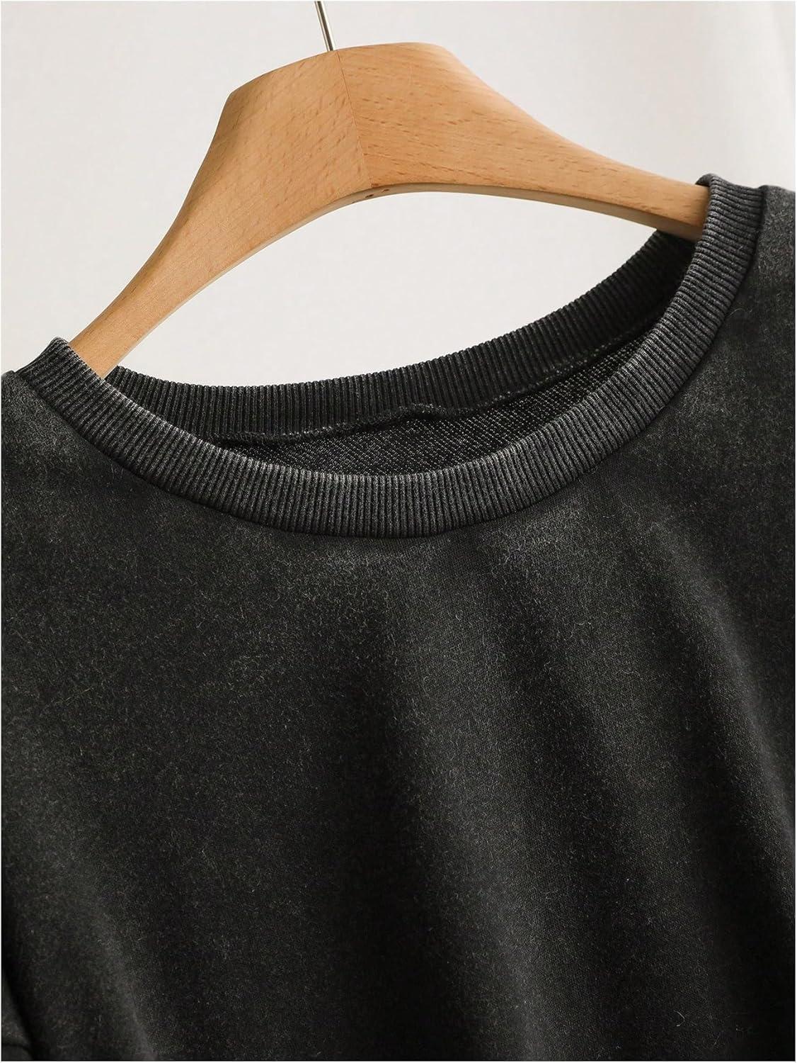 image:imageSOLY HUX Womens Plus Size Acid Wash Sweatshirt Graphic Embroidered Vintage Long Sleeve Pullover Tops Casual StreetwearBlack Floral