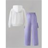 image:imageSOLY HUX Girls 2 Piece Outfits Graphic Hoodies Sweatshirt and Cargo Pants Set SweatsuitsDusty Purple Letter