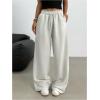 image:imageSOLY HUX Girls Casual Sweatpants Drawstring Elastic Joggers Low Rise Wide Leg Baggy Long Pants with PocketsPlain Light Grey
