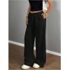 image:imageSOLY HUX Girls Casual Sweatpants Drawstring Elastic Joggers Low Rise Wide Leg Baggy Long Pants with PocketsPure Black