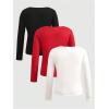 image:imageSOLY HUX Girls Long Sleeve TShirts 3 Packs Basic Tops Crew Neck Fitted Tees Fall ClothesRed Black White