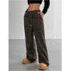 image:imageSOLY HUX Wide Leg Jeans for Women Leopard Print Y2K Pants Elastic Waist Baggy Casual Loose Trousers with PocketsBrown Leopard