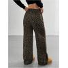 image:imageSOLY HUX Wide Leg Jeans for Women Leopard Print Y2K Pants Elastic Waist Baggy Casual Loose Trousers with PocketsBrown Leopard