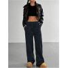 image:imageSOLY HUX Wide Leg Jeans for Women Leopard Print Y2K Pants Elastic Waist Baggy Casual Loose Trousers with PocketsDark Blue