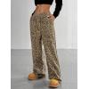 image:imageSOLY HUX Wide Leg Jeans for Women Leopard Print Y2K Pants Elastic Waist Baggy Casual Loose Trousers with PocketsKhaki Leopard