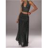 image:imageSOLY HUX Womens 2 Piece Skirt Sets Polka Dots Halter Crop Tops and Maxi Skirt Party Going Out OutfitsBlack Polka Dots
