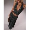 image:imageSOLY HUX Womens 2 Piece Skirt Sets Polka Dots Halter Crop Tops and Maxi Skirt Party Going Out OutfitsBlack Polka Dots