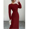 image:imageSOLY HUX Womens 3D Floral Sweater Dress Long Sleeve Crew Neck Knit Fall Winter Long DressesBurgundy