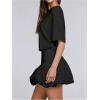 image:imageSOLY HUX Womens Bubble Mini Dress Short Sleeve Crewneck A Line Y2k Going Out Summer DressesPlain Black