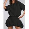 image:imageSOLY HUX Womens Bubble Mini Dress Short Sleeve Crewneck A Line Y2k Going Out Summer DressesPlain Black