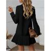 image:imageSOLY HUX Womens Button Down Shirt Dress Collared Long Sleeve Pleated Swing Mini DressesPure Black
