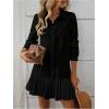 image:imageSOLY HUX Womens Button Down Shirt Dress Collared Long Sleeve Pleated Swing Mini DressesPure Black