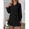 image:imageSOLY HUX Womens Button Down Shirt Dress Collared Long Sleeve Pleated Swing Mini DressesPure Black