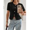 image:imageSOLY HUX Womens Button Down Short Sleeve Cardigan Crew Neck Fitted Knit Sweater TopsPlain Black