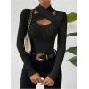 image:imageSOLY HUX Womens Cut Out T Shirt Criss Cross Long Sleeve Slim Fitted Tee Knit Casual Fall TopsPure Black