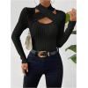 image:imageSOLY HUX Womens Cut Out T Shirt Criss Cross Long Sleeve Slim Fitted Tee Knit Casual Fall TopsPure Black