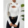 image:imageSOLY HUX Womens Cut Out T Shirt Criss Cross Long Sleeve Slim Fitted Tee Knit Casual Fall TopsPure White