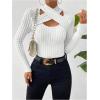 image:imageSOLY HUX Womens Cut Out T Shirt Criss Cross Long Sleeve Slim Fitted Tee Knit Casual Fall TopsPure White