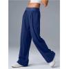 image:imageSOLY HUX Womens Lightweight Straight Leg Pants Elastic High Waisted Workout Yoga Casual Trousers with PocketsPure Dark Blue