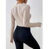 image:imageSOLY HUX Womens Long Sleeve Bodysuit Square Neck Knit Slim Fitted Going Out Tops Fall ClothesPure Apricot