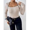 image:imageSOLY HUX Womens Long Sleeve Bodysuit Square Neck Knit Slim Fitted Going Out Tops Fall ClothesPure Apricot
