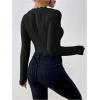image:imageSOLY HUX Womens Long Sleeve Bodysuit Square Neck Knit Slim Fitted Going Out Tops Fall ClothesPure Black