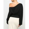 image:imageSOLY HUX Womens Off The Shoulder Tops Elegant Long Sleeve Evening Party T ShirtsPlain Black
