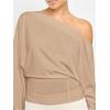 image:imageSOLY HUX Womens Off The Shoulder Tops Elegant Long Sleeve Evening Party T ShirtsPure Beige