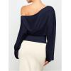 image:imageSOLY HUX Womens Off The Shoulder Tops Elegant Long Sleeve Evening Party T ShirtsPure Dark Blue