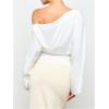 image:imageSOLY HUX Womens Off The Shoulder Tops Elegant Long Sleeve Evening Party T ShirtsPure White
