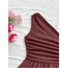 image:imageSOLY HUX Womens One Shoulder Sleeveless Ruched Romper Wide Leg Summer Vacation Going Out Short JumpsuitPure Burgundy
