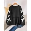 image:imageSOLY HUX Womens Plus Size Babydoll Tops Bowknot Long Sleeve Peplum Ruffle Hem T Shirt Cute Fall Pullover TopPure Black