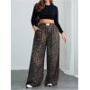 image:imageSOLY HUX Womens Plus Size Leopard Pants Cheetah Print High Waisted Baggy Wide Leg Pants Trousers with PocketsBrown Leopard