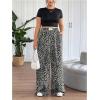 image:imageSOLY HUX Womens Plus Size Leopard Pants Cheetah Print High Waisted Baggy Wide Leg Pants Trousers with PocketsGrey Leopard