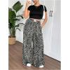 image:imageSOLY HUX Womens Plus Size Leopard Pants Cheetah Print High Waisted Baggy Wide Leg Pants Trousers with PocketsGrey Leopard