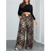 image:imageSOLY HUX Womens Plus Size Leopard Pants Cheetah Print High Waisted Baggy Wide Leg Pants Trousers with PocketsMulticolor Cheetah