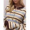 image:imageSOLY HUX Womens Striped Cardigan Sweater Color Block Button Down Long Sleeve Drop Shoulder Oversized CardigansMulticoloured Striped