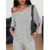 image:imageSOLY HUX Womens Summer 2 Piece Outfits Off the Shoulder Half Sleeve T Shirt and Sweatpants Set Casual StreetwearPlain Grey
